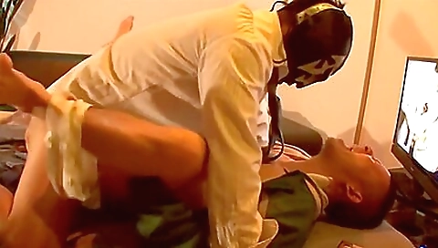 Hot milf with huge tits fucked in the kitchen